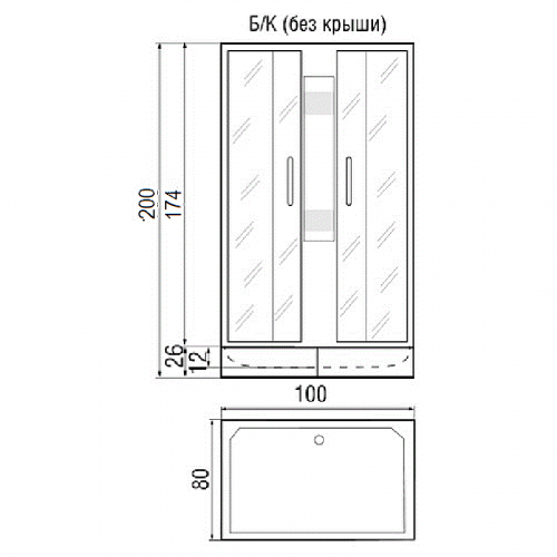 Душевая кабина River QUADRO 100/80/24 б/к МТ